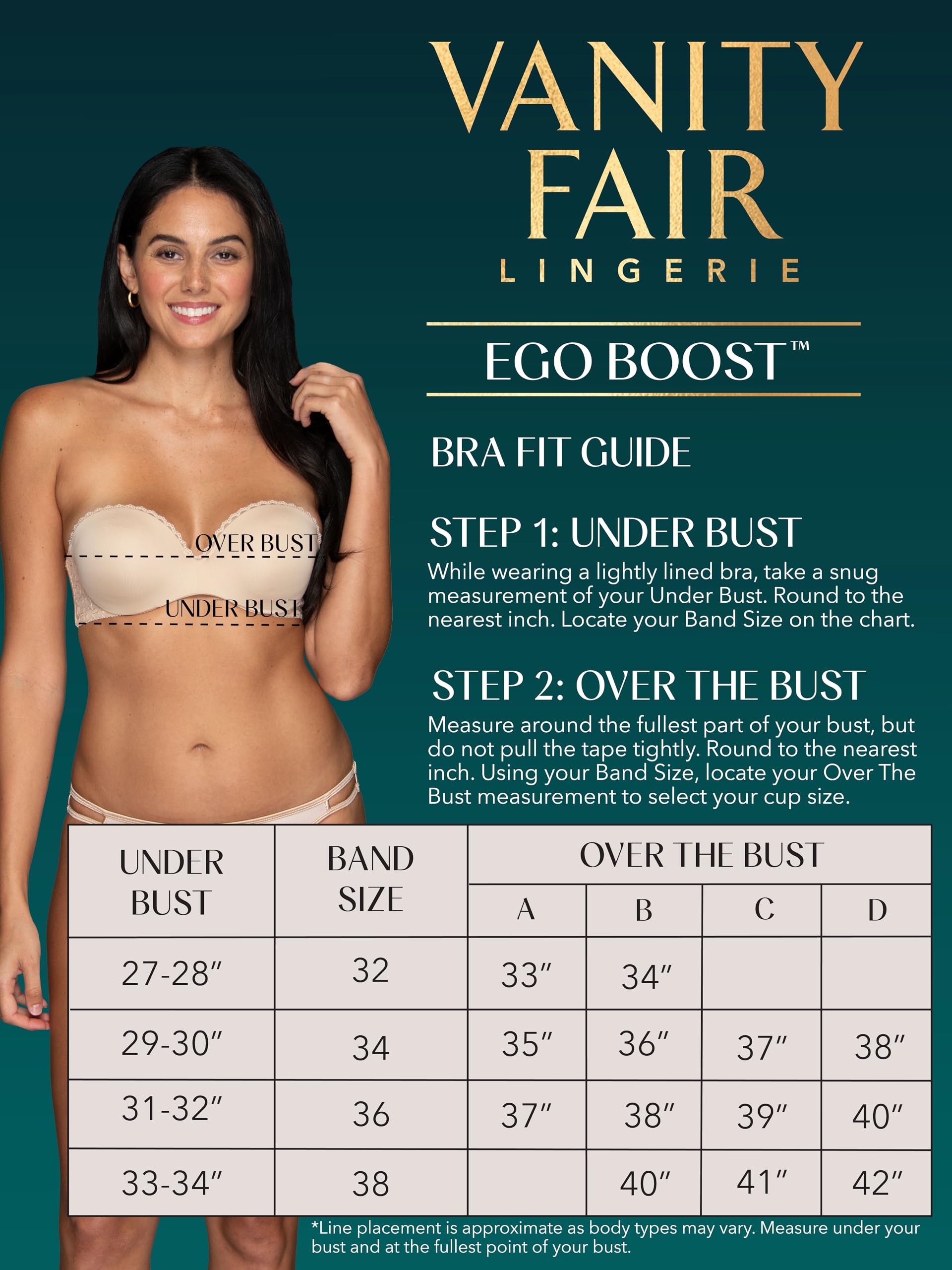 Vanity Fair Gel Touch Padded Strapless Push Up Bra (32a - 38d) Brasier Push Up Mujer (Pack de 1)