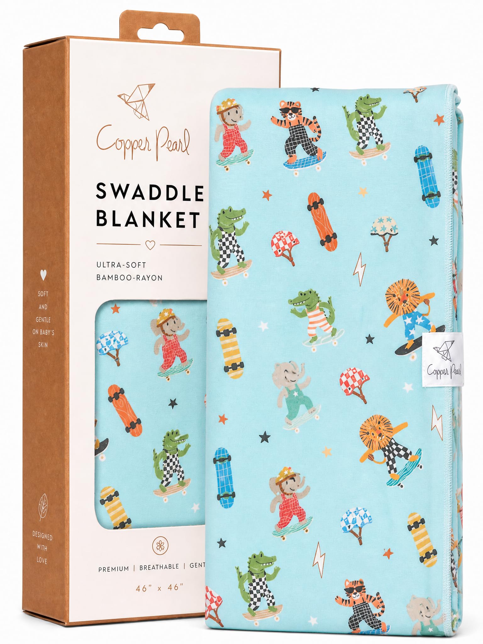 Copper Pearl Swaddle Blankets for Newborns | Soft Stretchy Receiving Blankets for Boys and Girls | Large 46 x 46 Inch Baby Blankets | Lightweight and Breathable Swaddles | Tanner