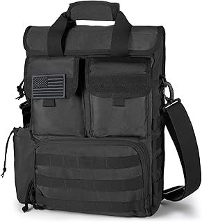 Tactical Messenger Bag Military MOLLE Sling Shoulder Pack Briefcase Laptop Assault Gear Handbags Utility Carry Satchel (Black, 17.3 inch)