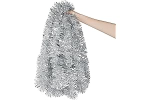 DECORA Silver Tinsel Garland: 33 Feet of Sparkling Christmas Cheer