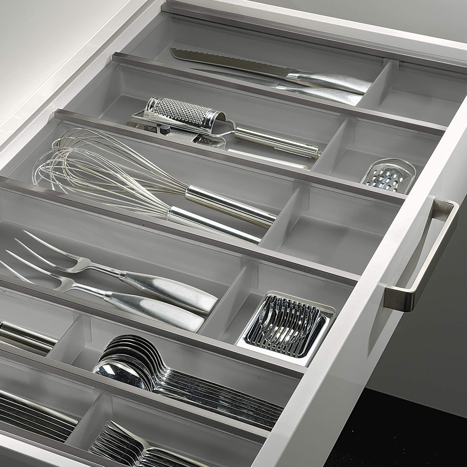 SOTECH Besteckeinsatz Cuisio transluzent-graphitgrau für 800 mm Korpusbreite Tiefe 473 mm mit Messerblock für Legrabox
