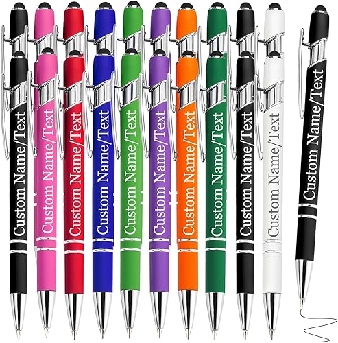 WBgjsnklbnl Bolígrafos personalizados con nombre, paquete de 30 bolígrafos personalizados a granel, bolígrafo de tinta negra grabada con punta de