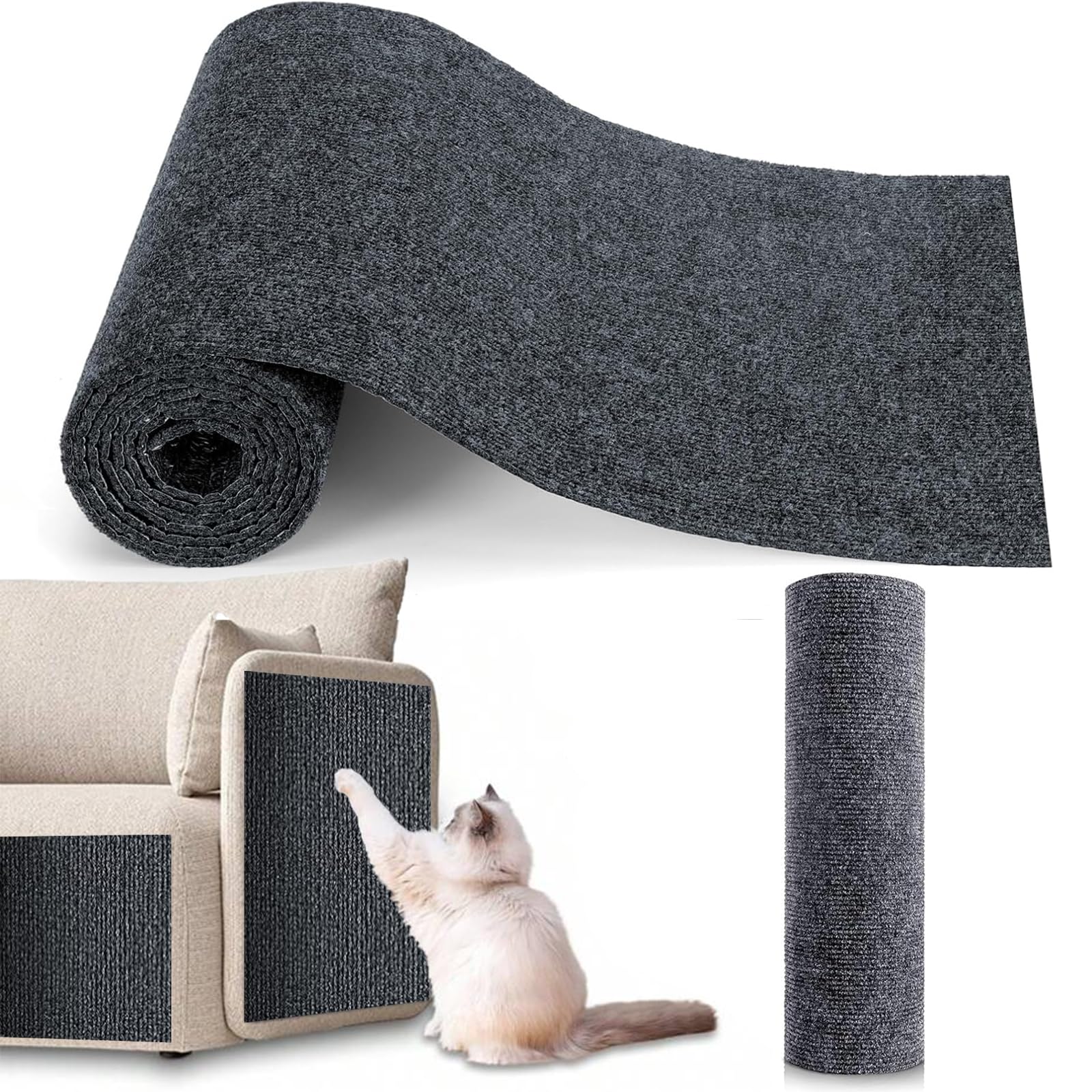 Selbstklebende Kratzmatte Katzen,40×300cm Kratzmatte für Katzen,DIY Kratzbretter Katze Wand,kratzmatte Sofa,Kratzschutz Katzenkratzmatte AntiKratz Tape für Protect Your Furniture (Dunkelgrau)