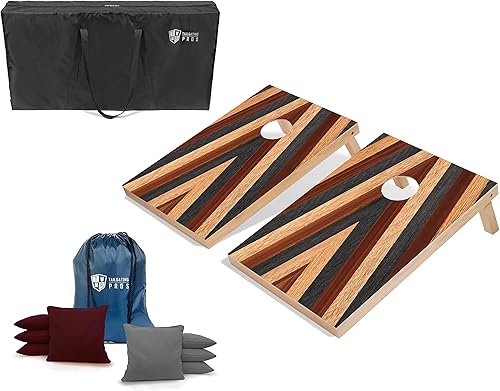 Tailgating Pros Juego de tablero de Cornhole con bolsas de frijoles y estuche de transporte, juego de Cornhole de 3 x 2 pies, luces de anillo