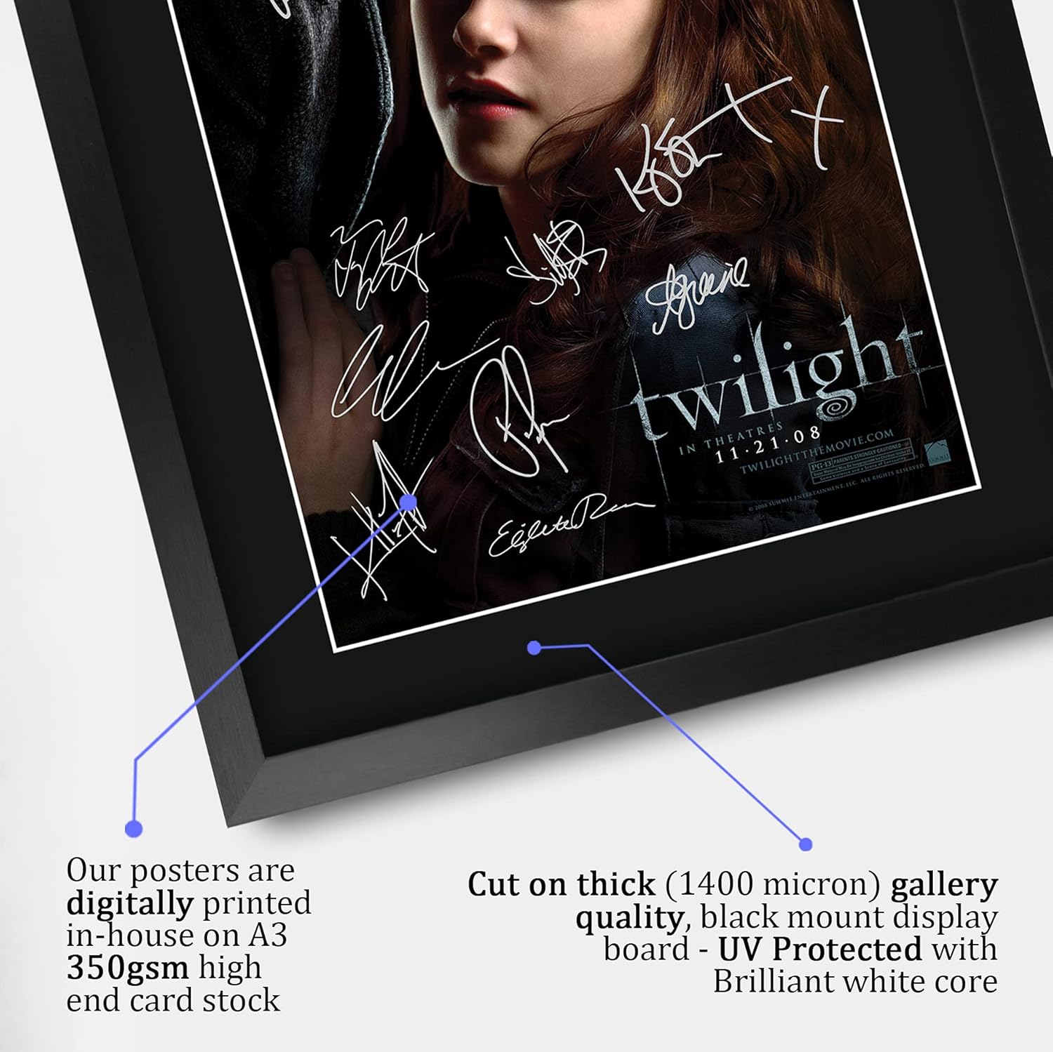 HWC Trading Twilight The Cast Kristen Stewart Robert Pattinson 16 x 12 inch Framed Gifts Printed Poster Signed Autograph Picture for Movie Memorabilia Fans - 16" x 12" Framed