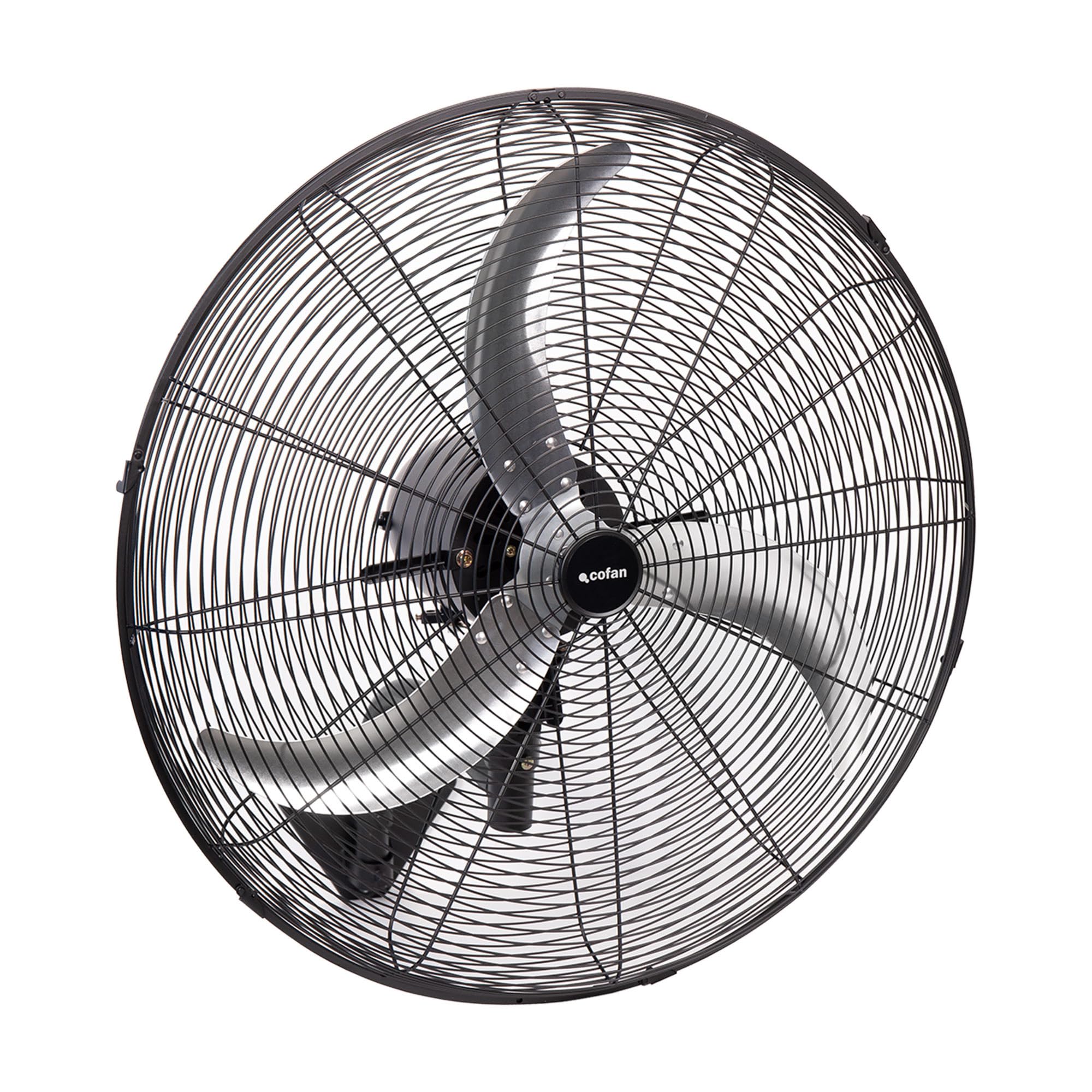 Cofan Ventilador de Pared Industrial con 3 Velocidades Ø75 cm, Motor Potente 240 W, Oscilante, 3 Aspas de Aluminio de Alto Rendimiento, Color Negro