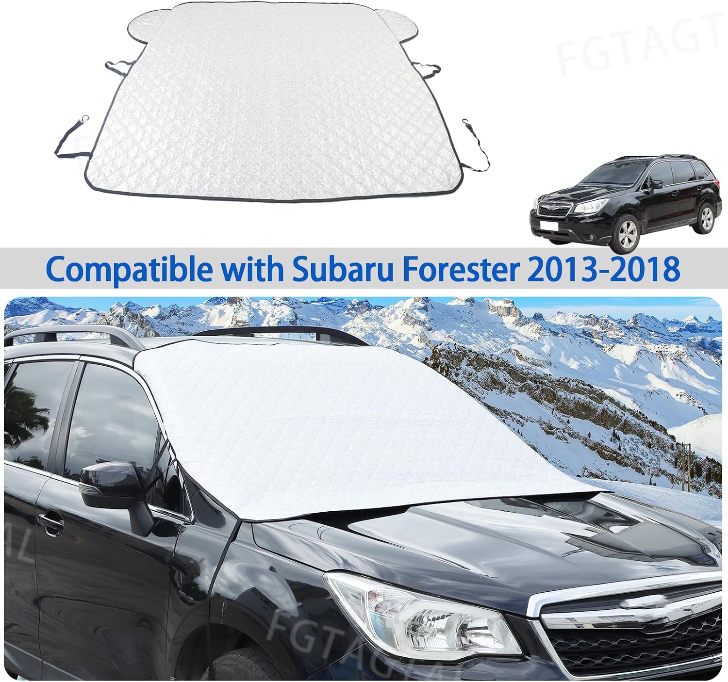 Windshield Snow Cover Fit for Subaru Forester 2013-2018, Front Windshield Cover for Ice and Snow, Auto Extra Thick Windshield Ice Cover Protects Windshield from Rain, Sun, Frost