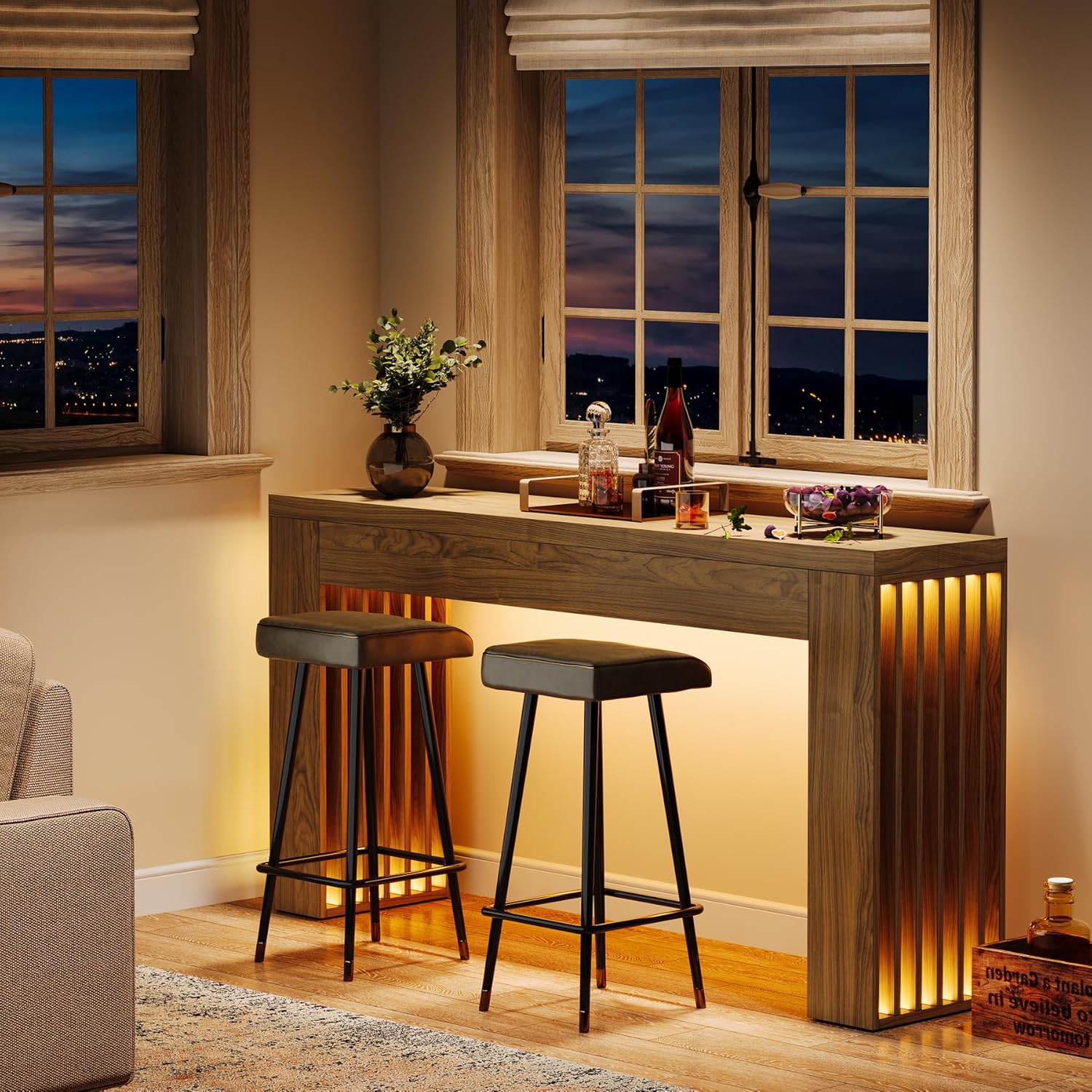 Tribesigns 59-Inch Long Wooden Console Sofa Table Behind The Couch with Vertical Slat Legs for Entrance, Hallway, Entryway, Living Room (Rustic Brown)