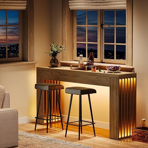 Miniatura 5 de Tribesigns Mesa de sofá consola de madera de 59 pulgadas de largo detrás del sofá con patas de listones verticales para entrada, pasillo, entrada,
