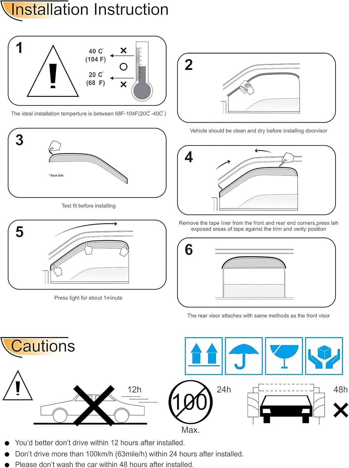Side Window Visors Wind Deflector fit for 2005-2012 Nissan Pathfinder,4pcs Out-Channel Tape On Dark Smoke Nice Sun Rain Guards Set 94512