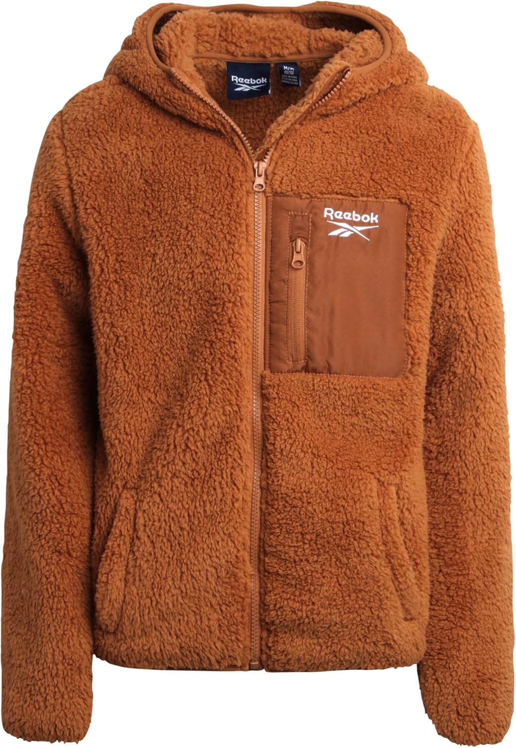 Reebok Girls Fleece Jacket - Full Zip Soft Sherpa Faux Fur Coat Hooded Winter Jacket - Warm Teddy Coat for Girls