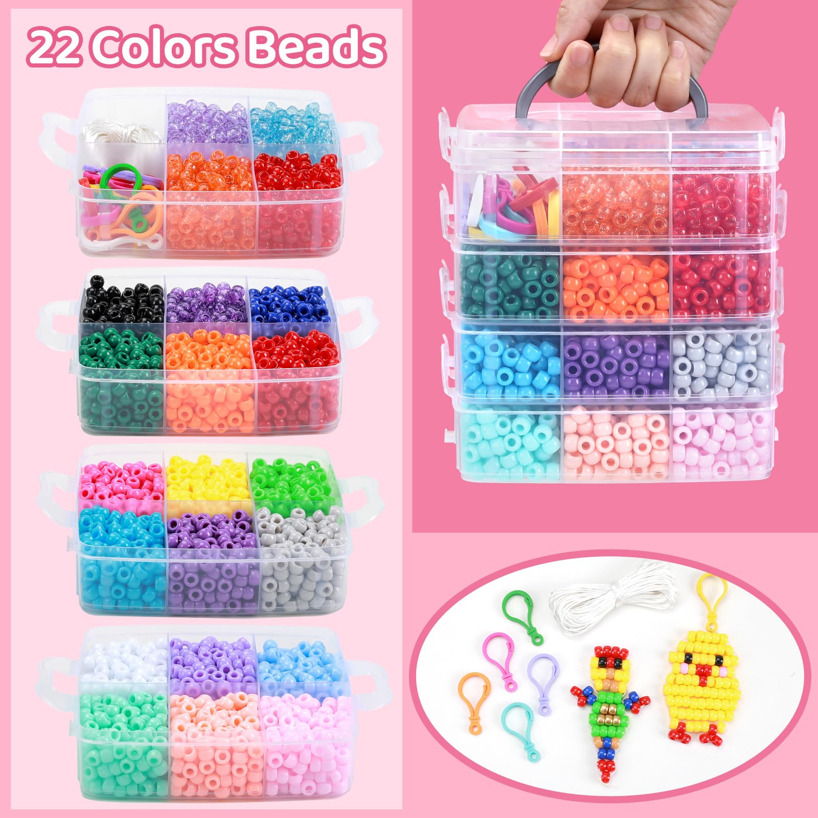 AIZANYU Pony Beads Kit - 3800 Beads, DIY Crafts -2 AIZANYU Pony Beads Kit - 3800 Beads, DIY Crafts -2