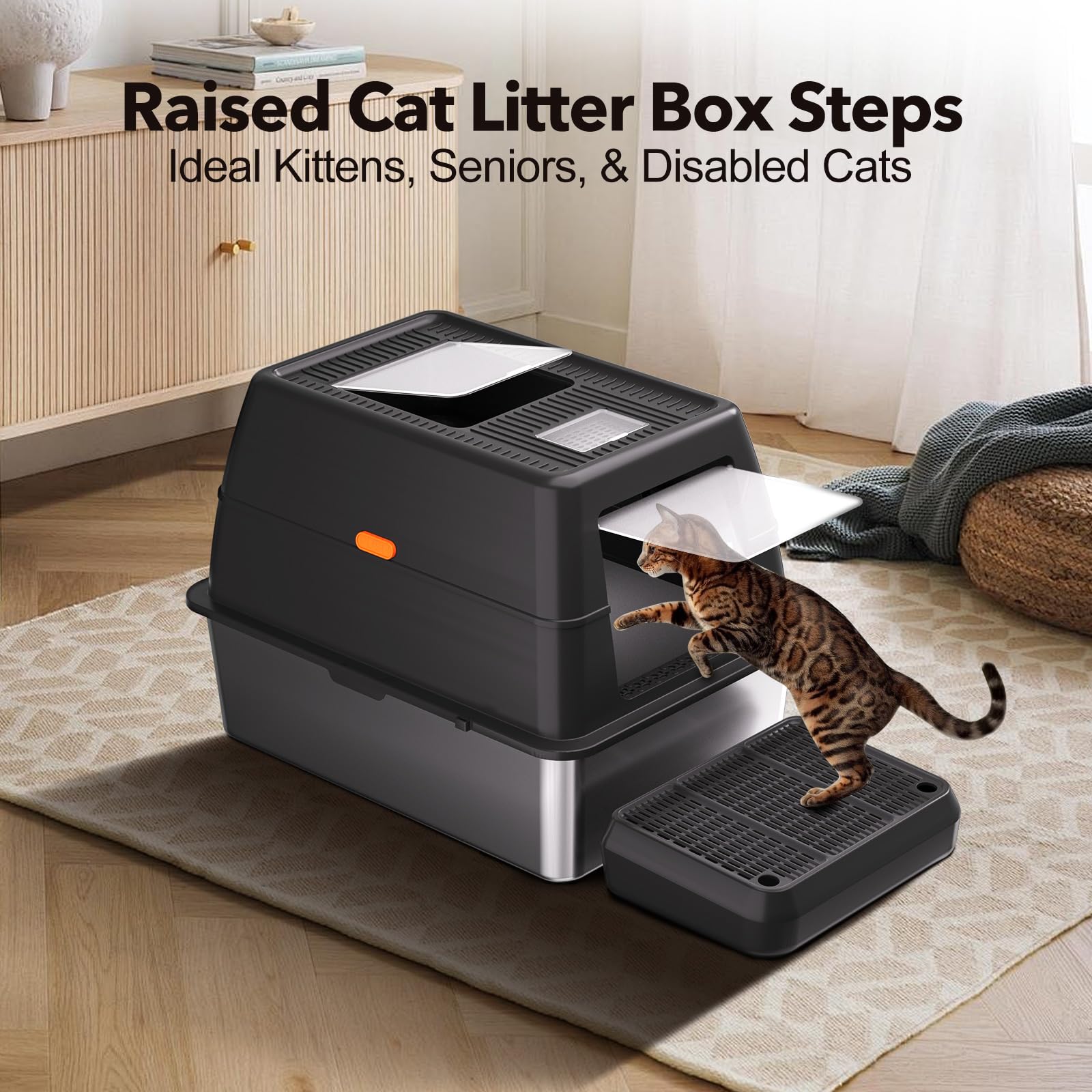 Cat Litter Box Mat Step/Ramp - Large 16"x11" Anti-Tracking Cat Litter Catcher Mat Double Layer Washable Kitty Trapping Tary Easy Clean, Also for Kitten & Elderly Cats Ramp - image 2