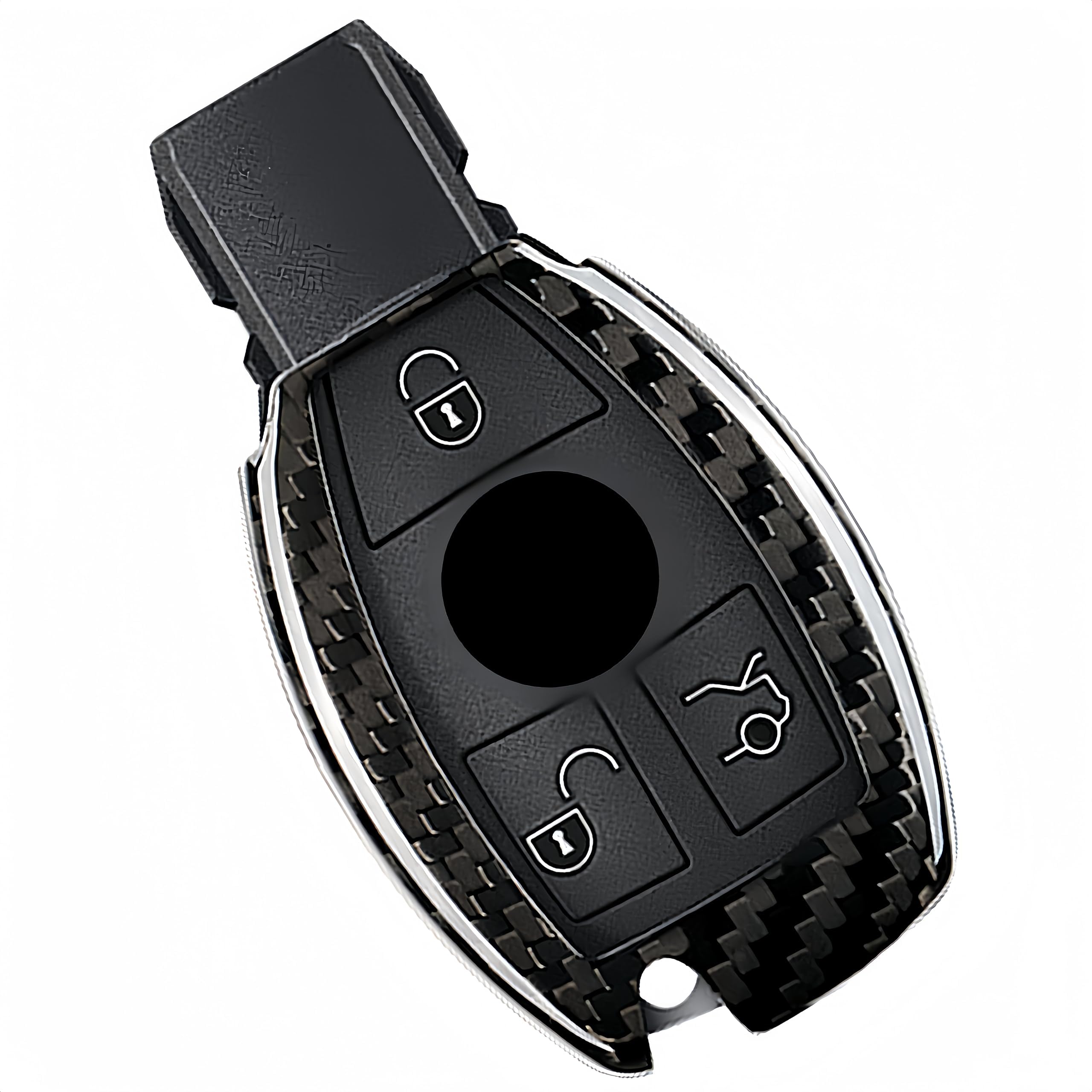 Genuine Carbon Fiber Key Fob Cover for Mercedes-Benz A Class B C E S G M V Class CLA CLS GLA GLC GLE GLK GL GLS SL SLK SLC Viano for Metris Car Remote Key Case for Men Women - Black