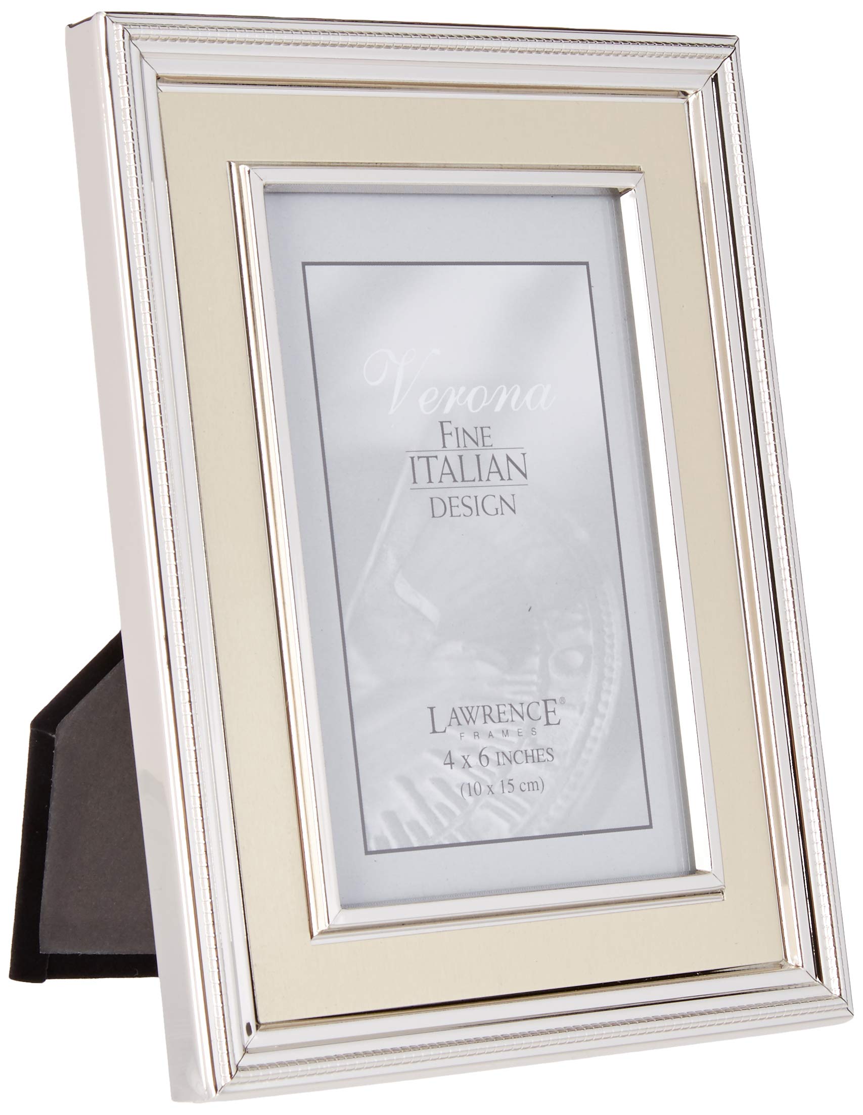 Lawrence Frames 4 by 6-Inch Silver Plated Metal Picture Frame, Brushed Gold Inner Panel