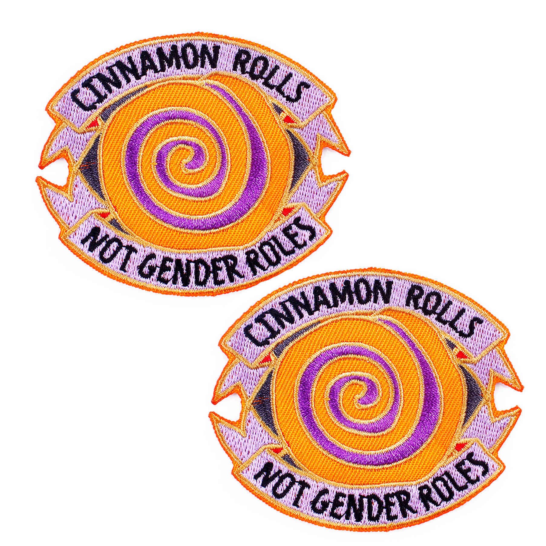 Embroidered Iron-on Patches for Clothing: Cinnamon Rolls Not Gender Roles Iron On Sew on Applique Repair Patch Accessories for Clothes Jacket Jeans Backpacks