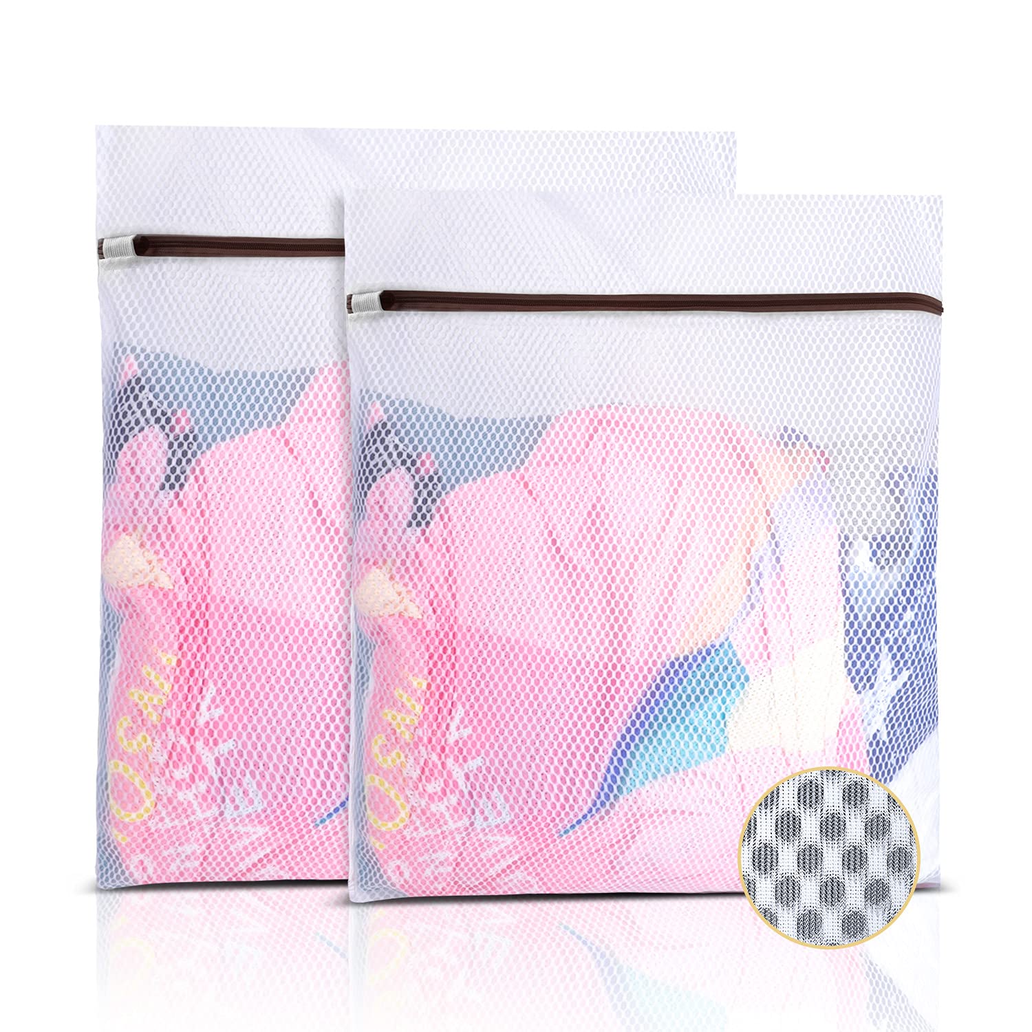 GOGOODA Mesh Laundry Bag for Delicates Set of 2 Lingerie Bags for Washing Machine Great for Laundry, Hosiery, Blouse, Underwear, Pantyhose, Socks(Set of 2)