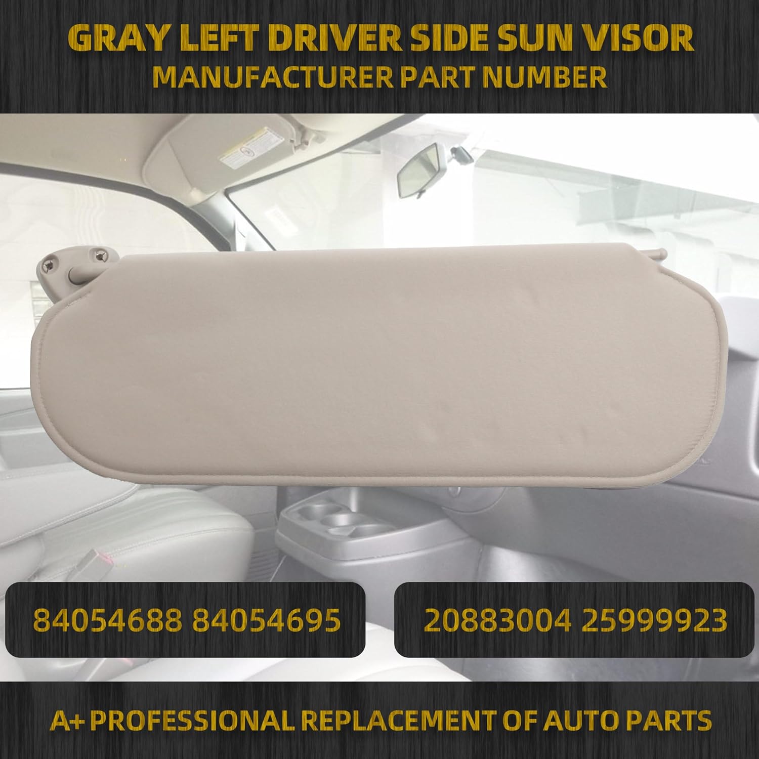 Dasbecan Gray Left Driver Side Sun Visor Compatible with Chevrolet Express GMC Savana 1500 2500 3500 4500 1999-2019 Replaces# 84054688 84054695 20883004 25999923
