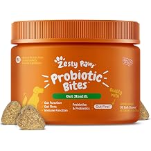 Zesty Paws Probiotics for Dogs, Digestive Enzymes Gut Flora, Digestive Health, Diarrhea &amp; Bowel Support, DE111, Dog Probiotics Soft Chew for Pet Immune System, Chicken, 50 Ct