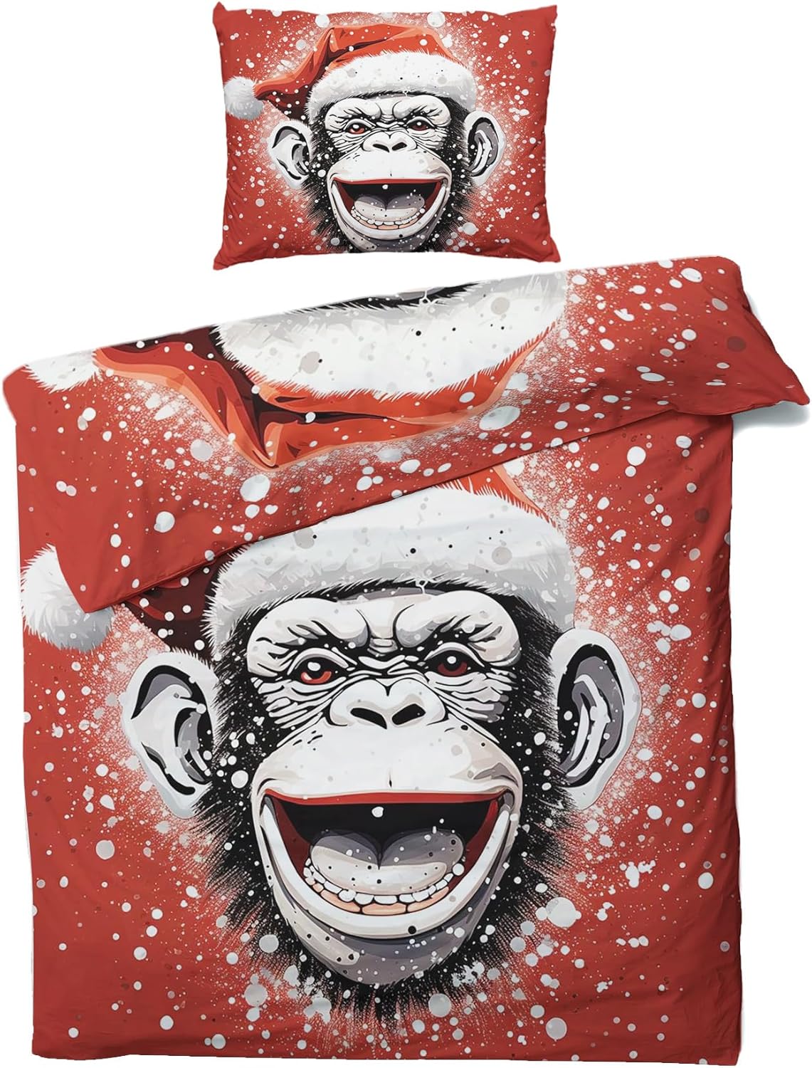QEODAH Orangutan Bedding Super King Size Christmas Animal Duvet Cover