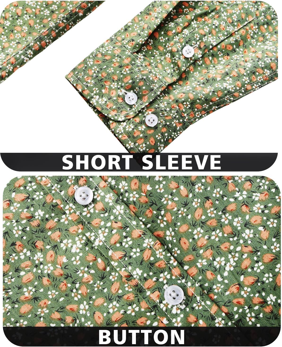 TUNEVUSE Men Floral Dress Shirts Long Sleeve Casual Button Down Flower Printed Shirts 100% Cotton - Image 4
