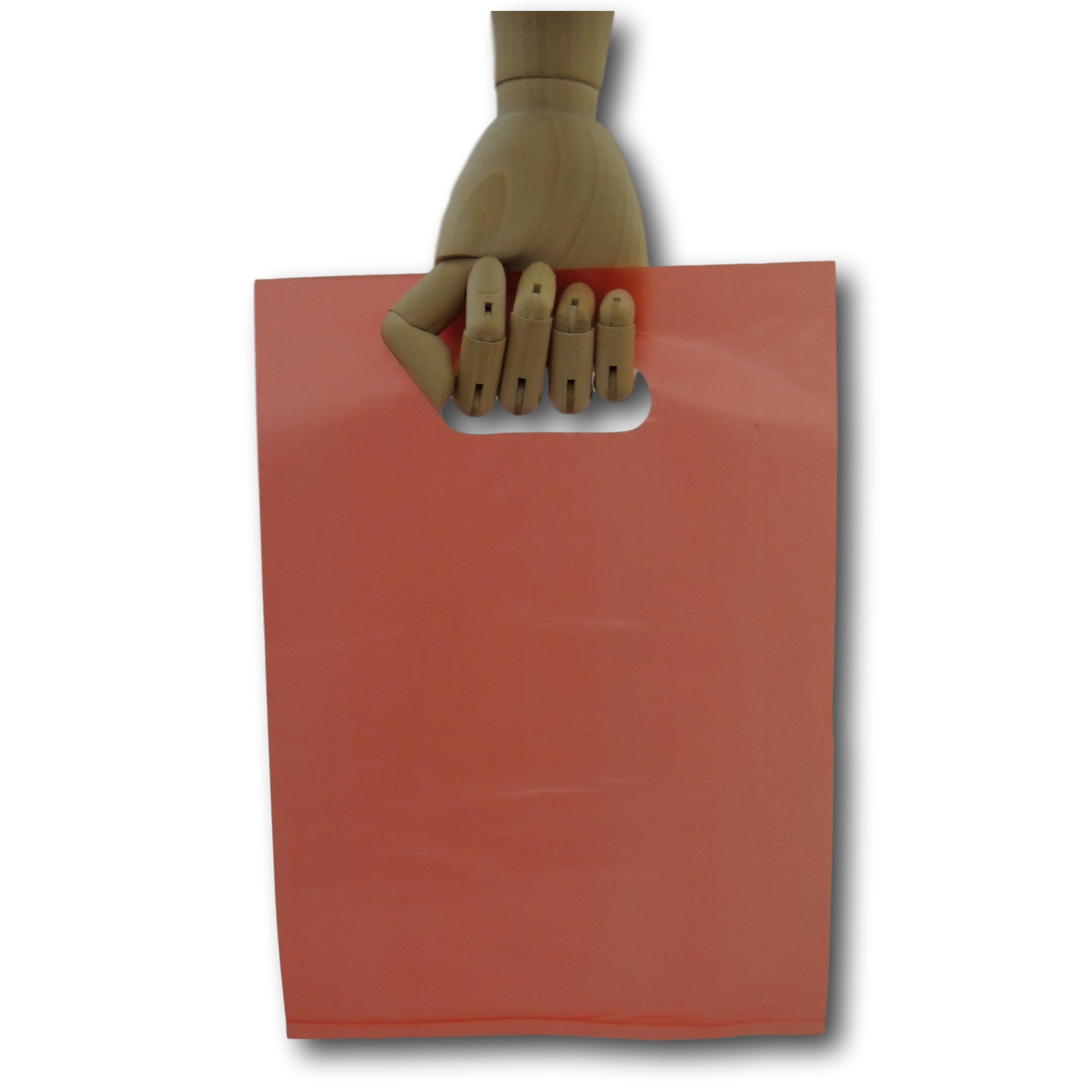 EPOSGEAR® Small Red Gift Shop Boutique Punch Handle Plastic Carrier Bags 7" x 10" (180mm x 250mm) (1000)