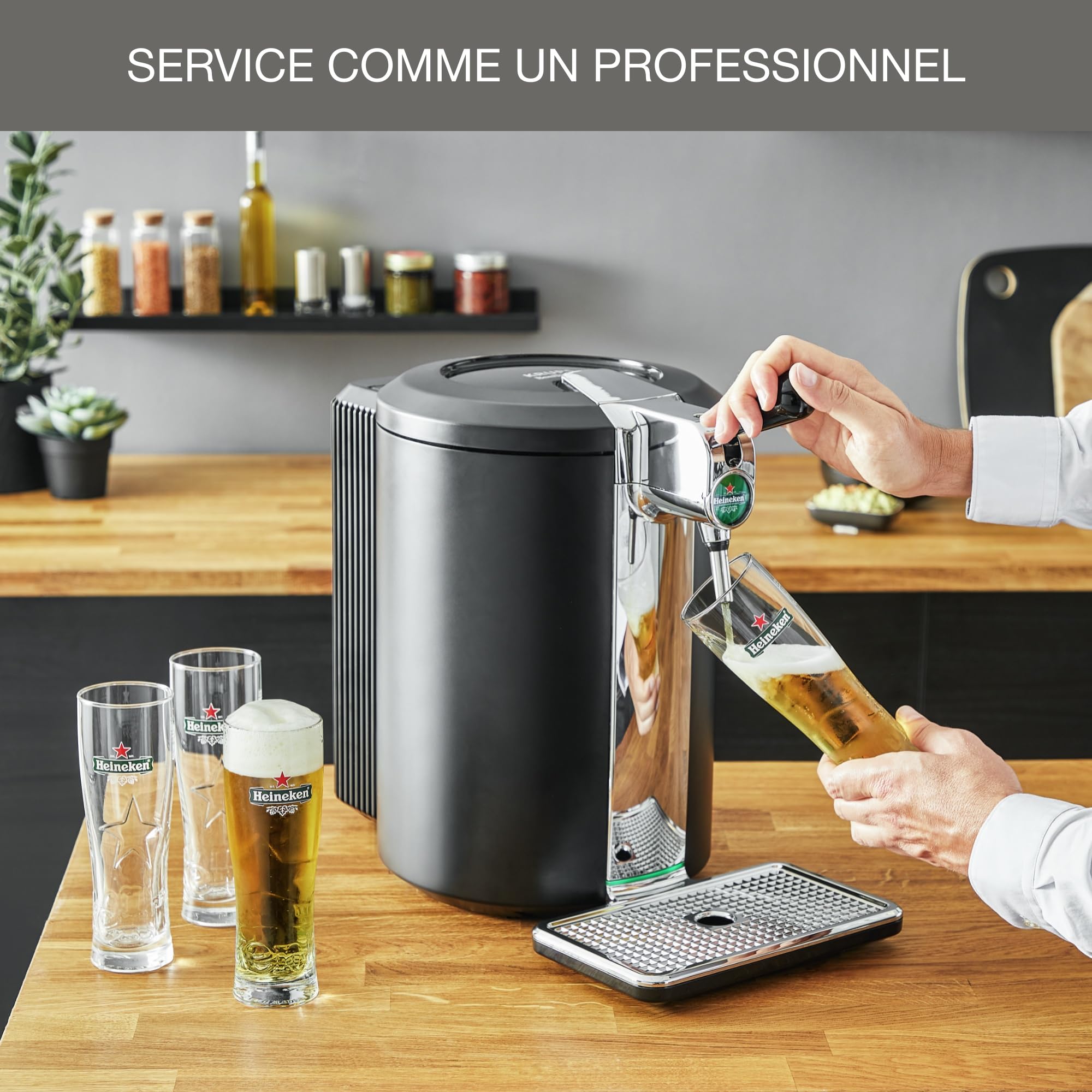 Krups Beertender Machine bière pression, Fûts 5 L, Heineken, Témoin lumineux, Température mousse parfaites, Compact noire VB450E10