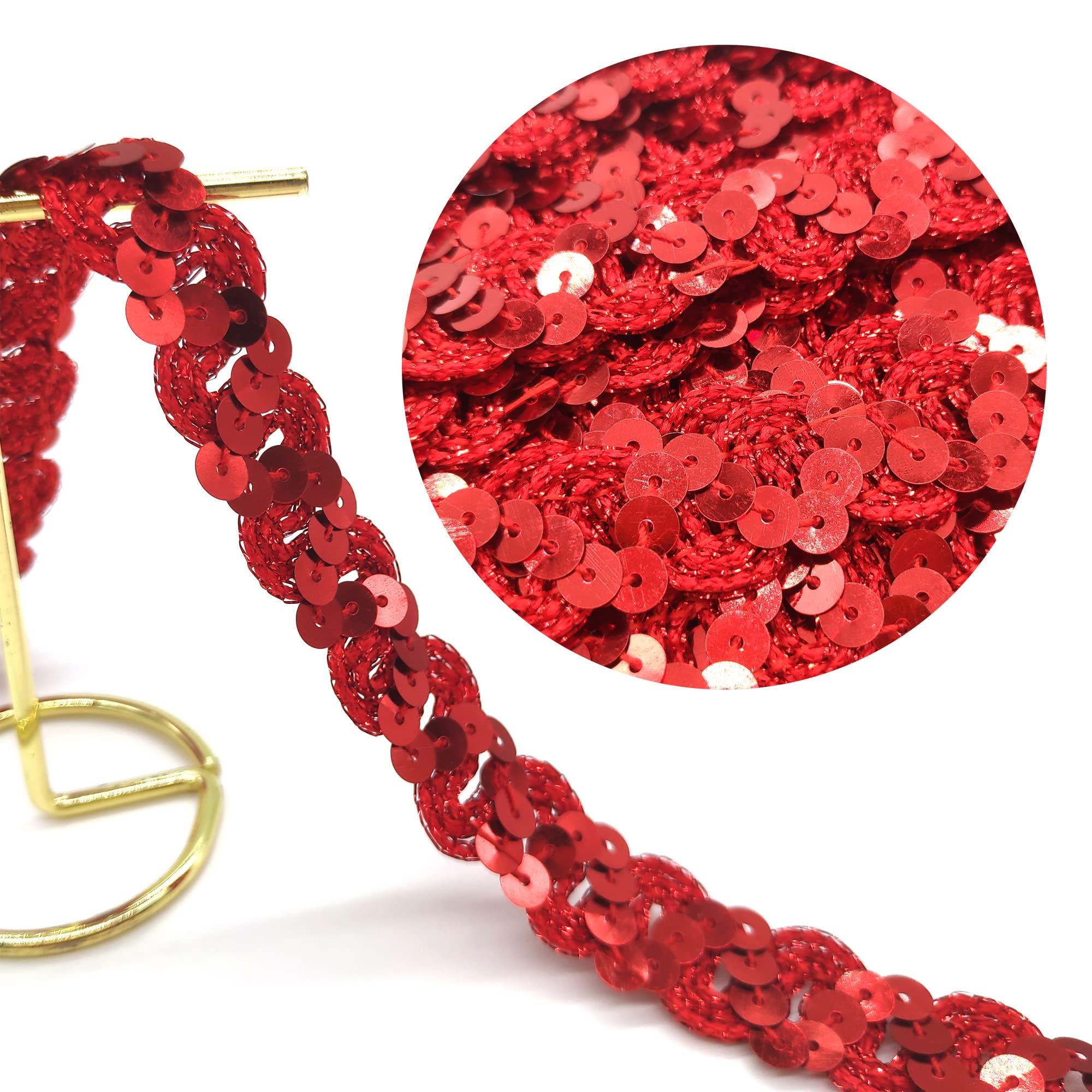 Ruban à Paillettes à Coudre - 5 Yards (environ 4,5 M) - Largeur 25 Mm - 5 Rangées De Paillettes - Idéal Pour DIY, Vêtements, Déco - Multi-couleurs Dont Champagne