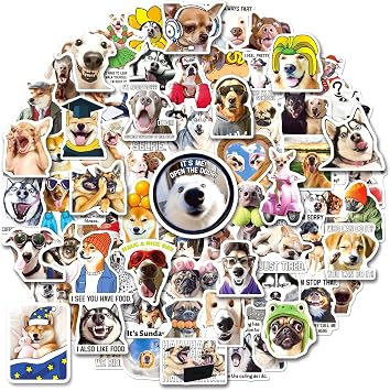 WAKEMOODEI 100PCS Funny Dog Stickers, Dog Meme Stickers for Water Bottles Laptop Luggage Phone Puppy Vinyl Decals Bulk for Teens Adults Pet Sticker Pack