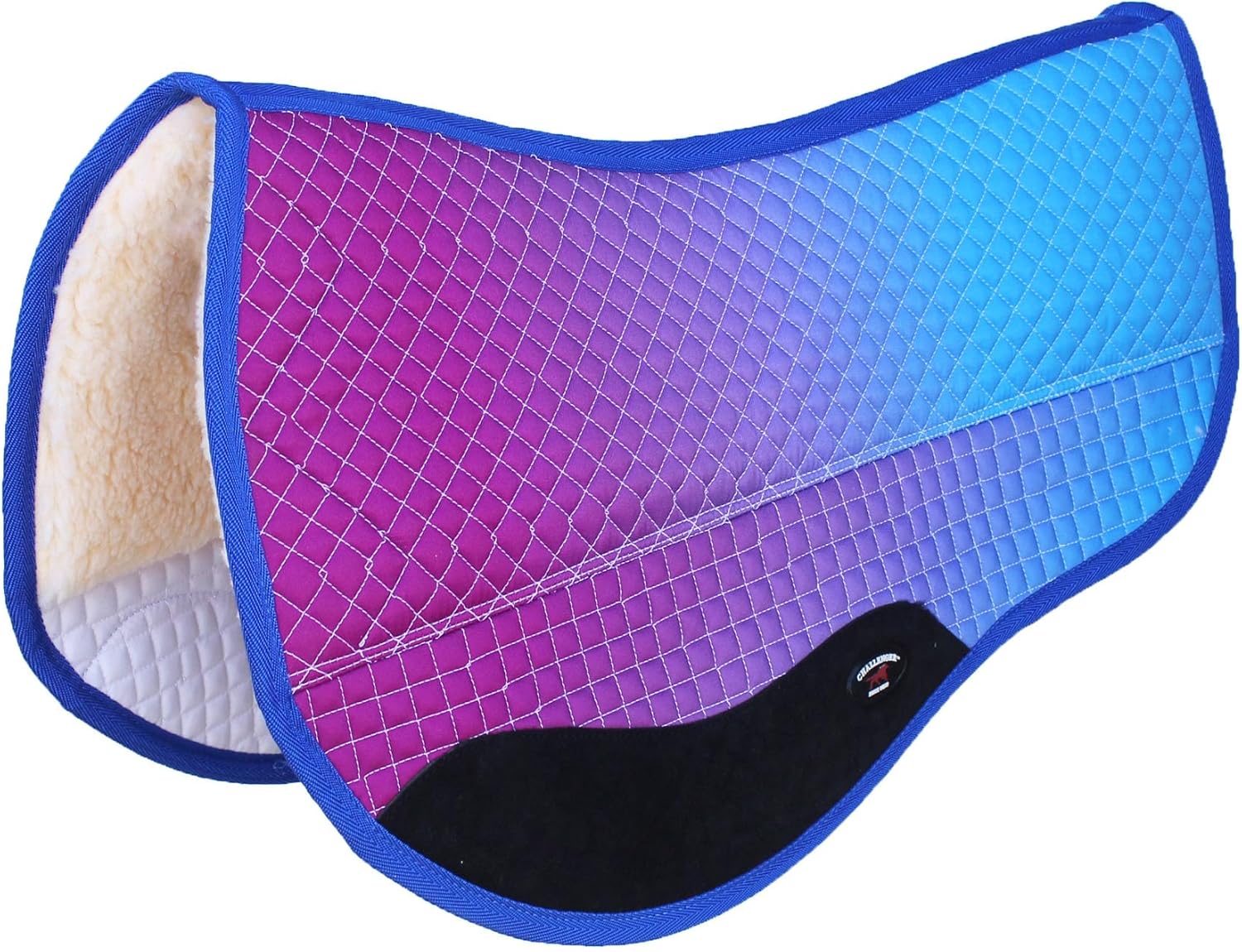 CHALLENGER Horse Western 28"x30" Quilted Barrel Contoured Fur Padded Saddle Pad Ombre 39222