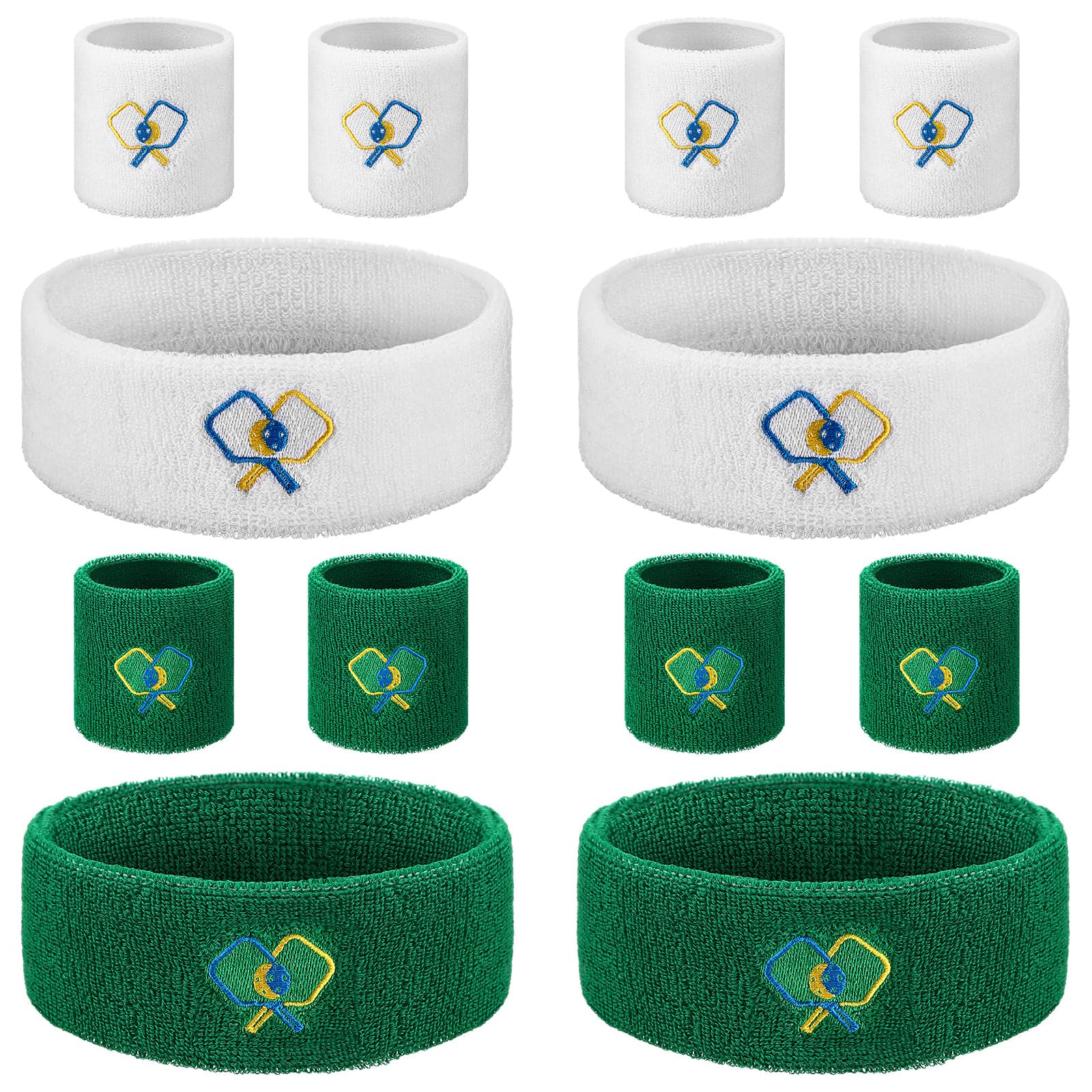 Suhine 4 Pcs Sports Headband 8 Pcs Moisture Wicking Wristband Breathable Sweat Absorption Sweatband for Christmas Valentine Gift