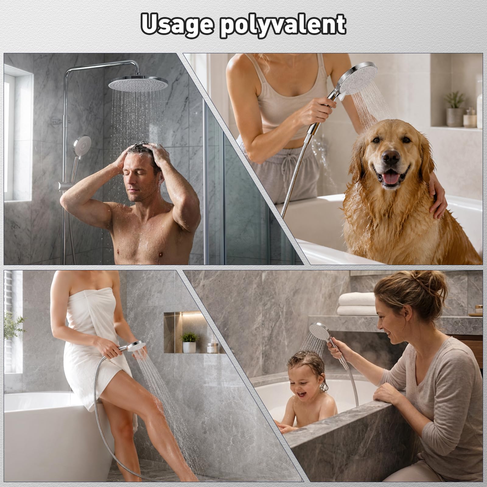 Colonne de Douche avec Mitigeur, Douche Pluie, Pommeau de Douche
