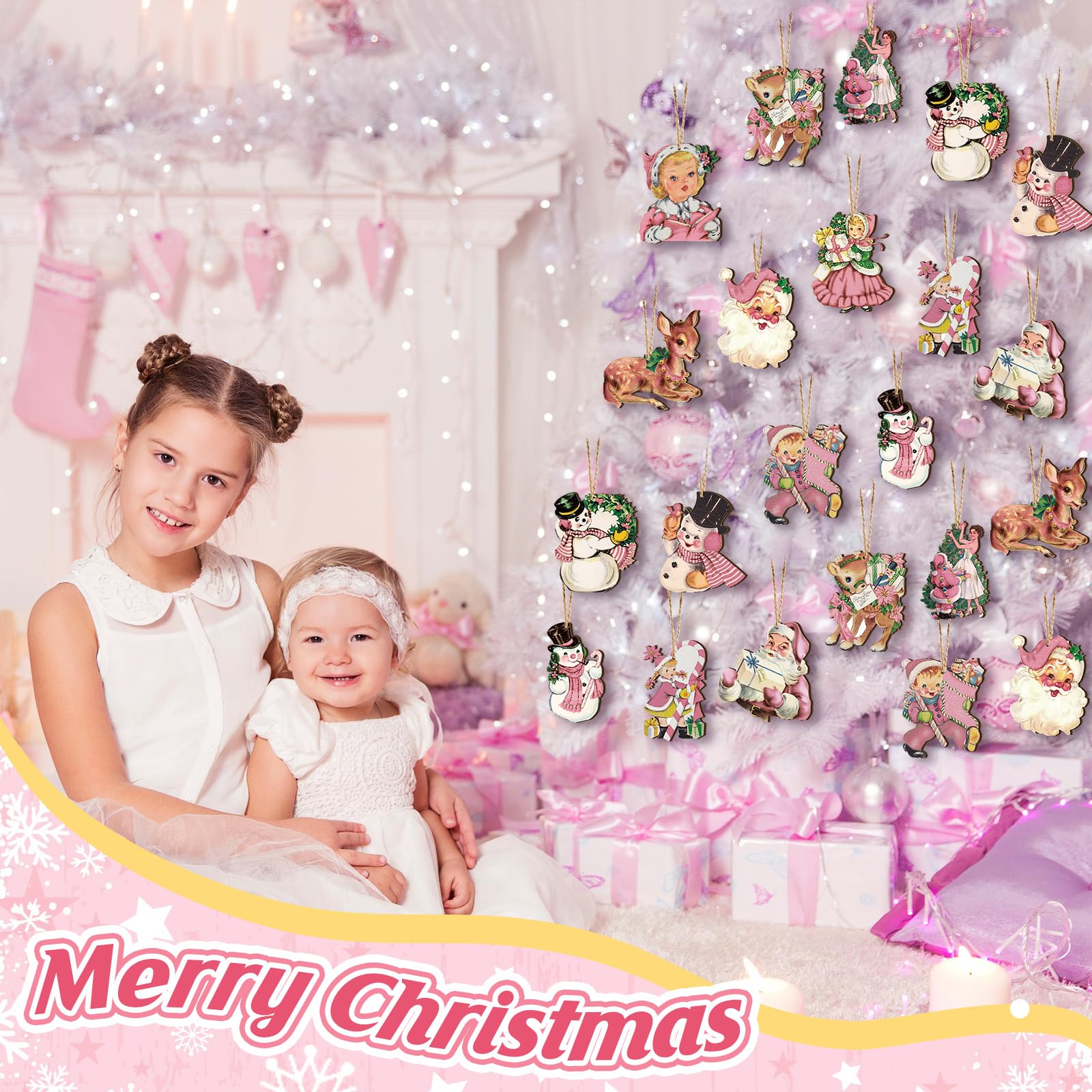 Amazon.com: Huwena 48 Pcs Vintage Christmas Ornaments Wooden