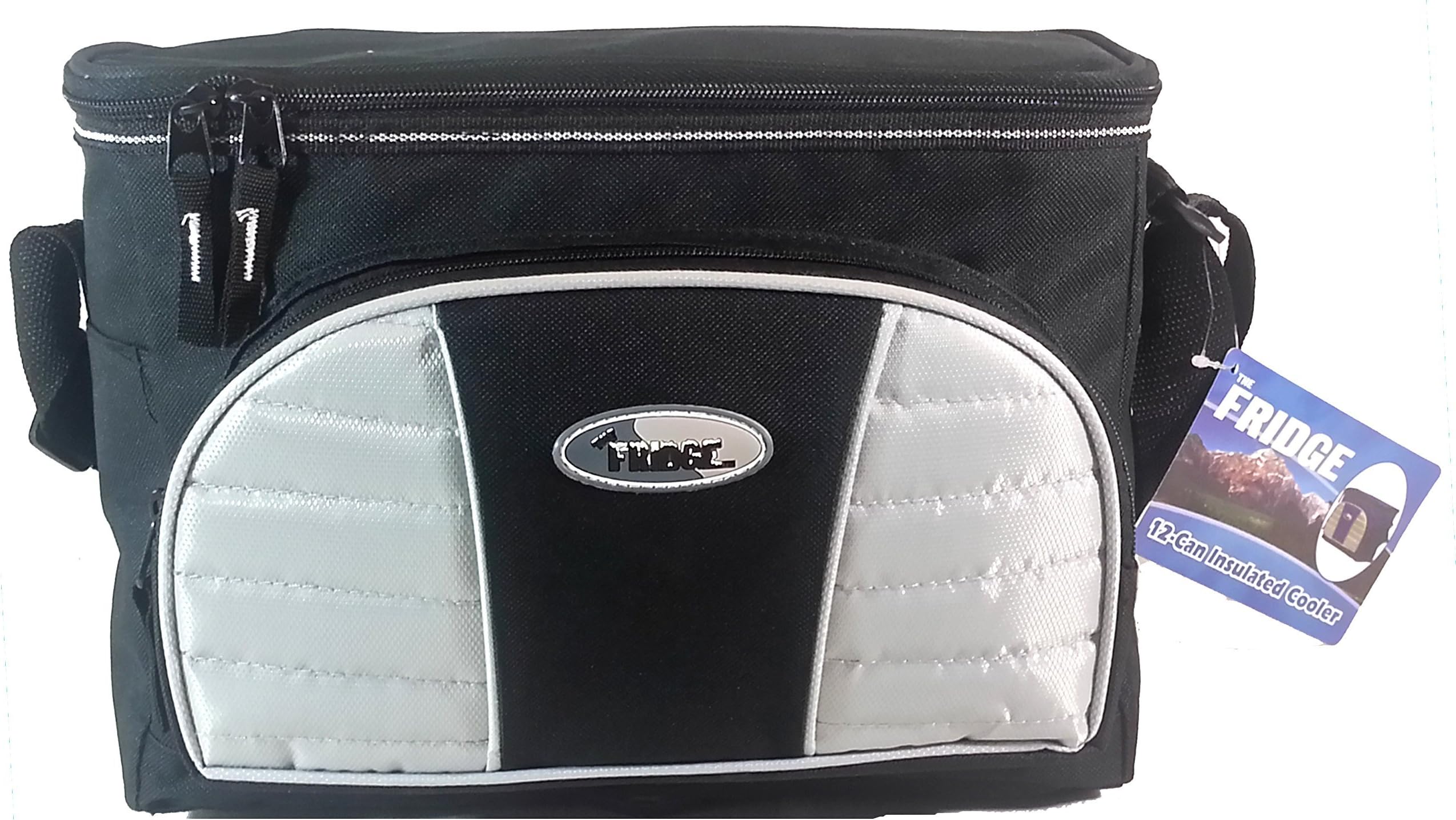 Fridge 12 Can Soft Lunch Cooler With Insulated Liner, Black & Gray 12 Pack Insulated Lunch Cooler (12.5" x 6" x 9.25")