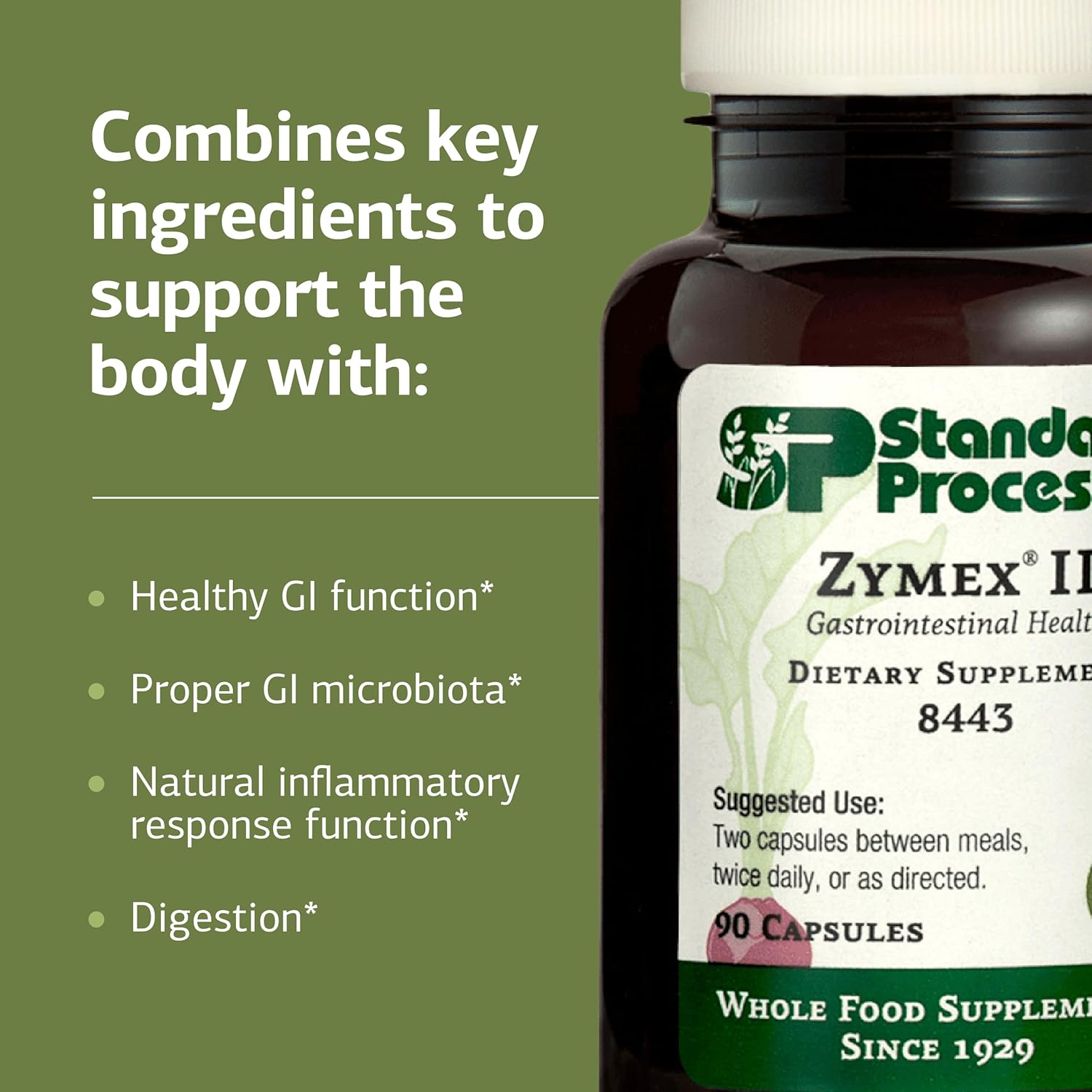 Standard Process Zymex II - Supplement for GI Support with Digestive Enzymes - Gluten-Free & Non-Soy - 90 Capsules (45 Servings) - Image 4