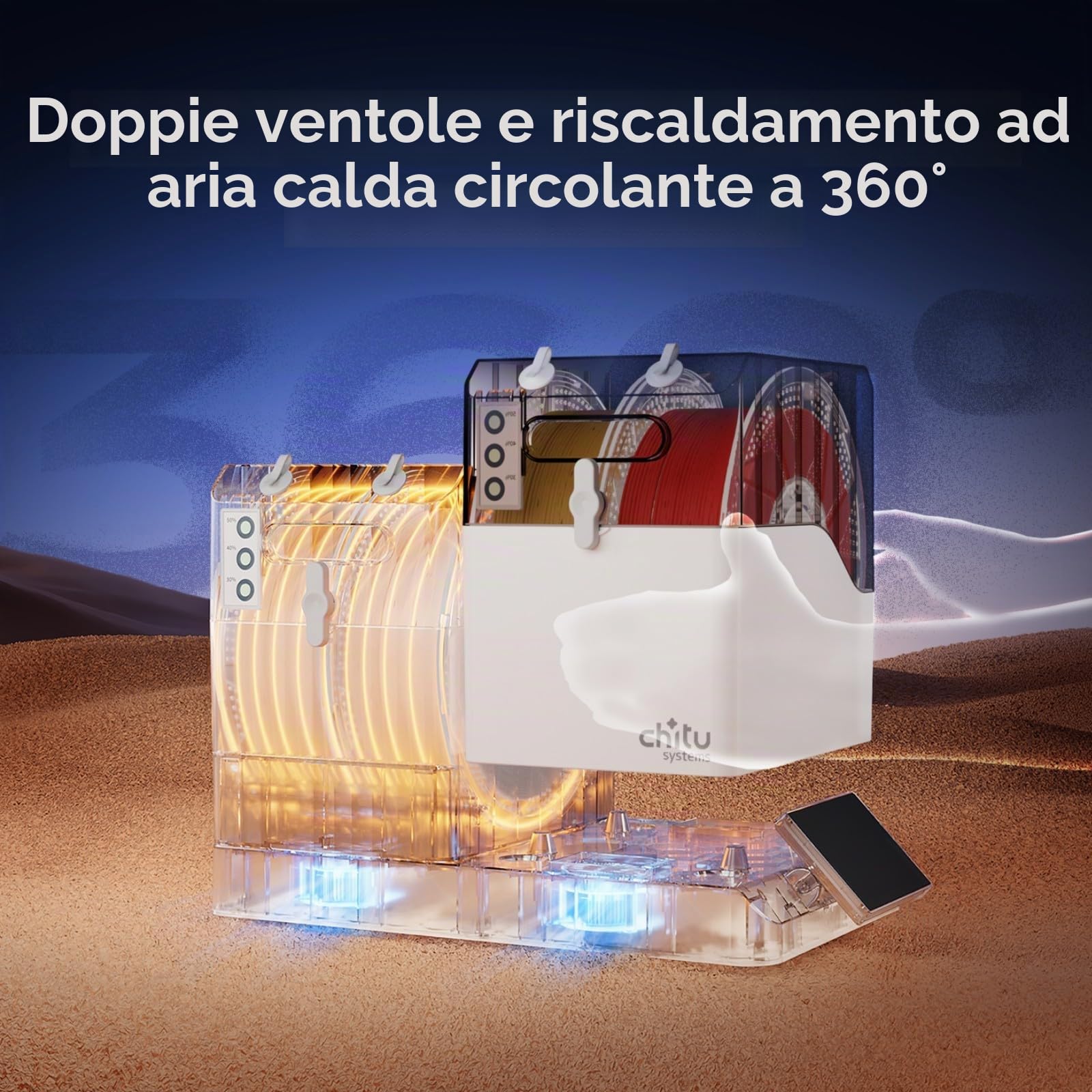 Chitu Systems E1 Scatola Conservazione Filamento Bobina di Ricambio per ... | Scatola Essiccatore di Ricambio per il Essiccatore E1, Mantiene 2 Bobine Asciutte, Compatibile 1,75 mm PLA, ABS, TPU, PETG