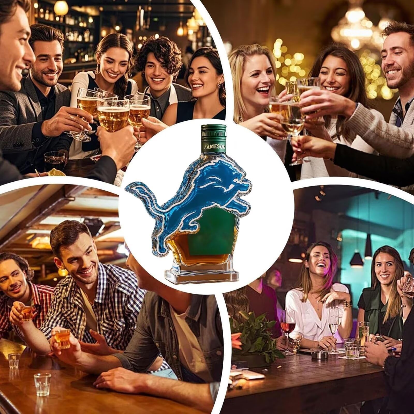 karafka, 300 ml figurka butelki whisky w kształcie lwa, trójwymiarowa nowość postaci szklanej karafki do(A)