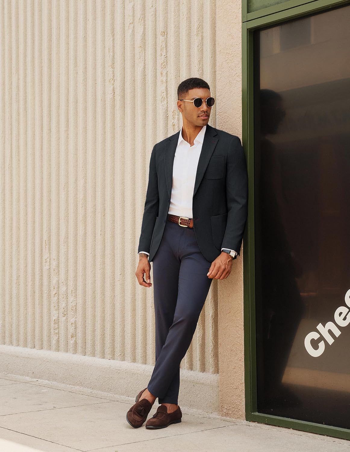 PJ PAUL JONES Mens Blazer Casual Two Button Sport Coats Notched Lapel Solid Suit Jackets - Image 2