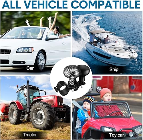 Miniatura 5 de 2 piezas de perilla giratoria para volante de vehículo, perilla de bola giratoria suicida, accesorios para autos, camiones, tractores, barcos,