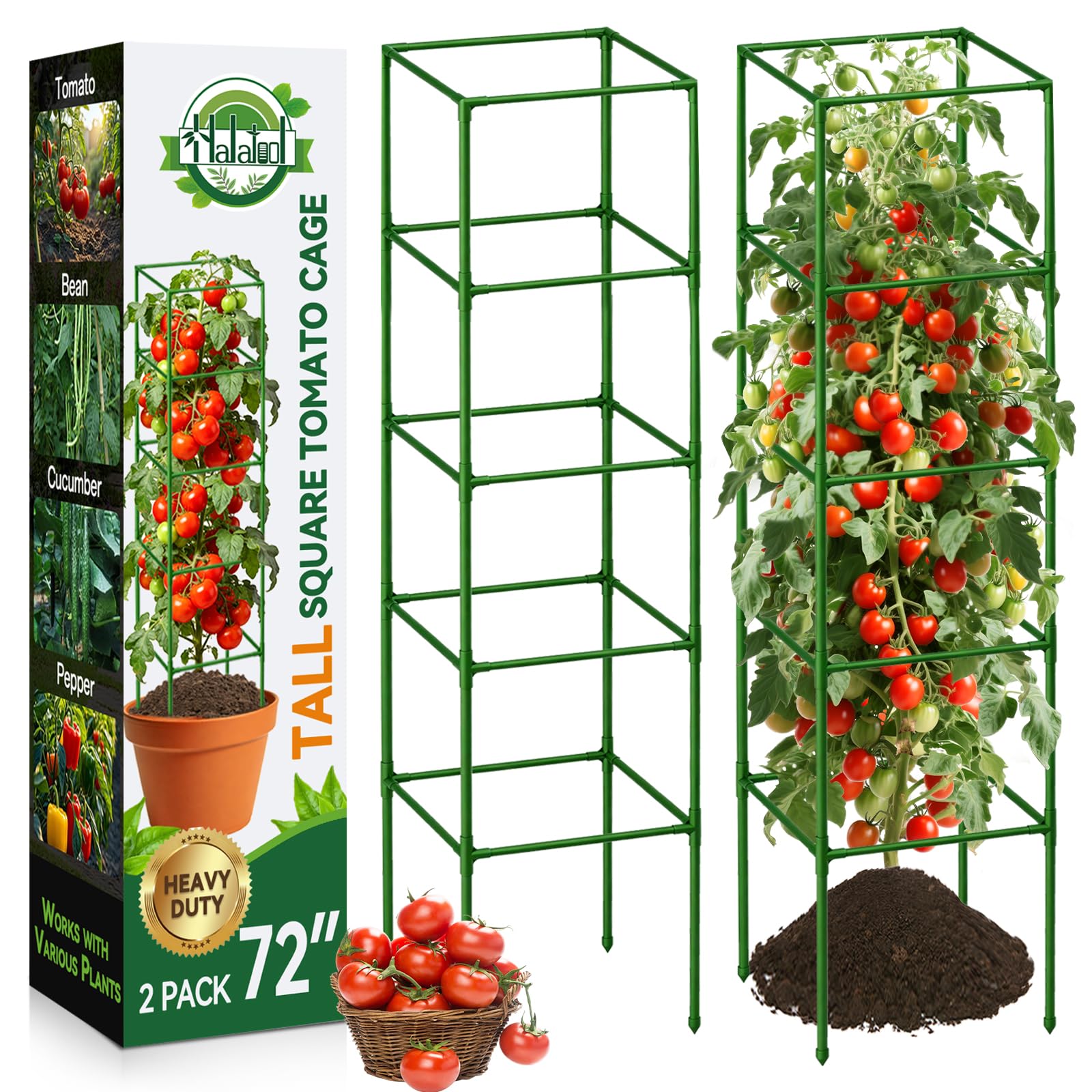 Halatool 2 Pack 72 Tall Square Tomato Cages