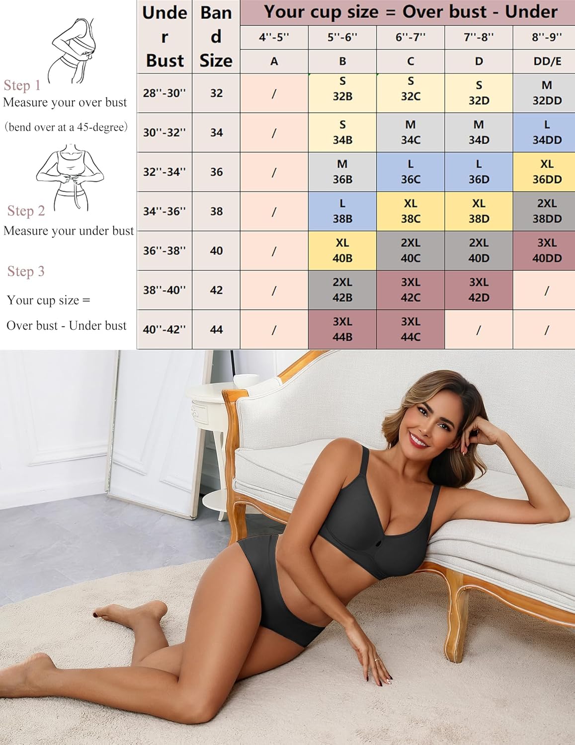 Avidlove Bras for Women No Underwire Seamless Bralette Teardrop Cutout Full Coverage T-Shirt Bra with Velvet Trim - Image 7