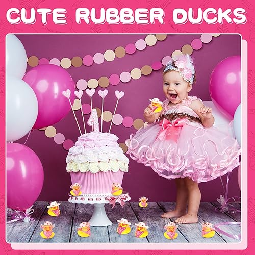 Miniatura 7 de Jexine 24 patos de goma vaqueros, pato de goma vaquero con sombrero, gafas, bufanda, mini pato de baño, juguetes para cumpleaños, natación, fiesta,