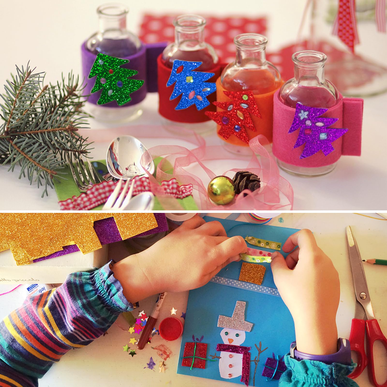 30 Sheets Glitter Cardstock Paper – 10 Colors A4 Sparkly Paper With Adhesive Backing For Crafts, Cards & Decor