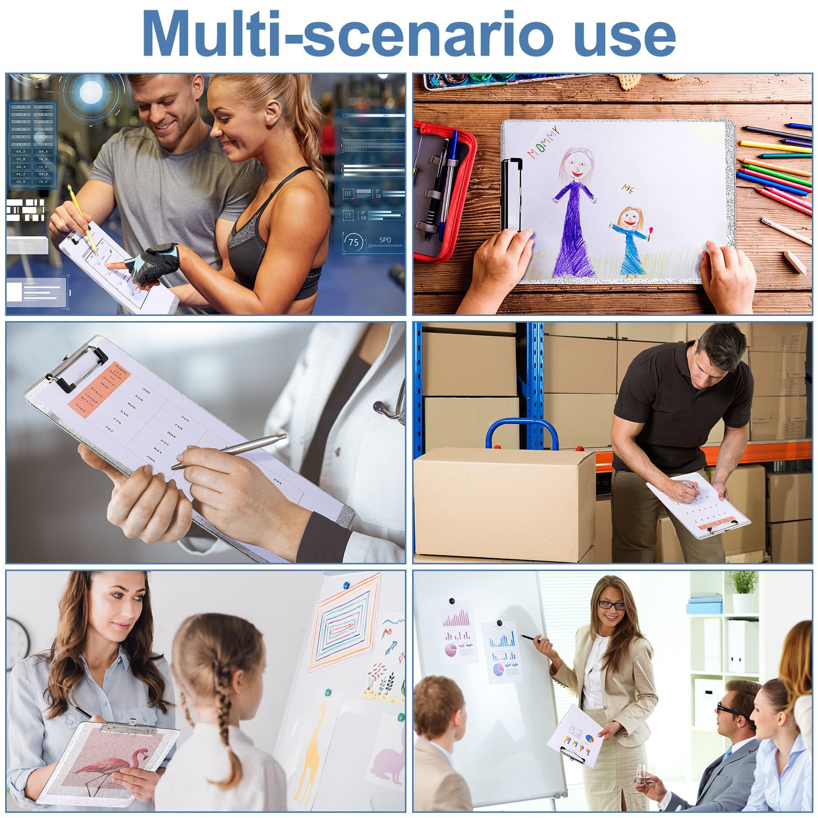 Glenmal 12 Pcs Transparent Plastic Clipboards Bulk Glitter Clipboard Bling Standard A4 Letter Size Clipboards with Hangable Low Profile Clip Hold 80 to 100 Sheets for Classroom School Office Store