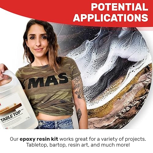 Miniatura 6 de Kit de resina epoxi MAS Table Top Pro, 1 galón, (0,5 gal parte A + 0,5 gal parte B) Resina transparente para fundición para manualidades DIY, artes,