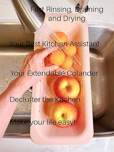 Miniatura 3 de Colador extensible para colocar sobre el fregadero - Colador extensible para fregadero - Lavar frutas y verduras. Escurrir pasta y platos cocidos -