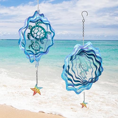 Vista 9 de Molinillos de viento colgantes, 12 pulgadas 3D cinético colibrí giratorio de viento para decoración de patio y jardín, de acero inoxidable