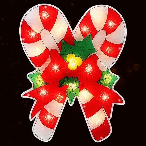 Miniatura 77 de LAMPHOME Silueta de ventana de Navidad con forma de copo de nieve de 17 pulgadas, 20 L, decoración para fiestas, hogar, patio, césped, jardín