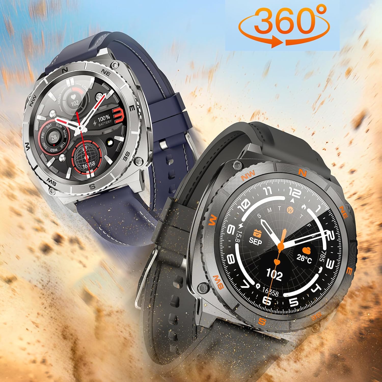 Smart Watches for Men with Rotating Bezel, Bluetooth Call Military Smartwatch Waterproof Tactical Fitness Tracker iOS Android Compatible