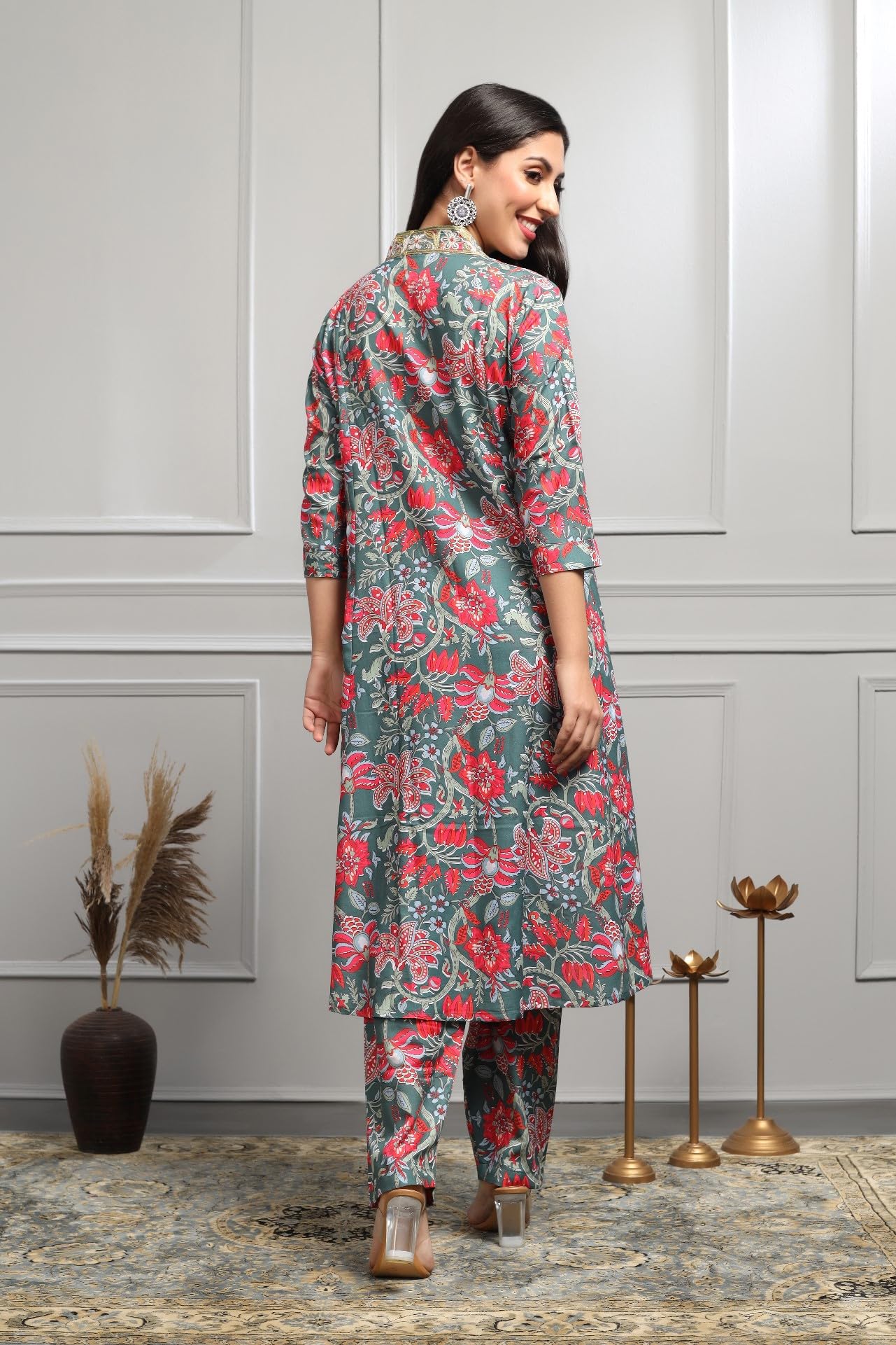 Om Sai Latest Creation Alia Cut Kurta Set For Women | Alia Cut Anarkali Set For Women | Embroidery Kurta Set For Women. (Xxx-Large, Olive)